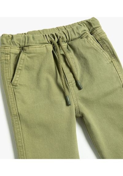 Koton Jogger Pantolon Cepli Beli Bağlamalı Pamuklu Yeşil 4wmb40008td 4WMB40008TD787 Yeşil