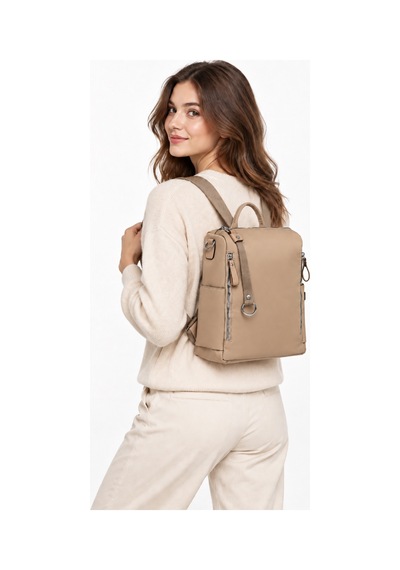 Louisiana Polo Jkln Kadın Sırt Ve Omuz Çantası Geniş Hacimli Günlük K.bej Çanta Im399-2