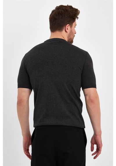 Cool Tarz Koyu Füme Erkek Yarım Balıkçı Düz Triko T-shirt-trz19129r13s Koyu Füme Koyu Füme