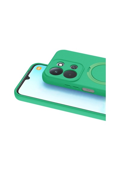 Xiaomi Redmi 15c 4g Kılıf M-safe Şarj Uyumlu Silikon Standlı Regal Kapak Yeşil
