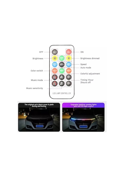 Drl Ön Kaput Gündüz Ledi App ve Kumanda Kontrol Rgb Led Şerit