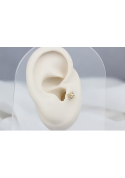 Glorria Altın Yonca Tragus Piercing Çok Renkli