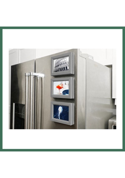 En-cag 3d Baskı 3lü Magnet Fotoğraf Çerçevesi Seti - Buzdolabı İçin Mini Manyetik Resim Çerçevesi, Dekoratif Magnet-gri Bss
