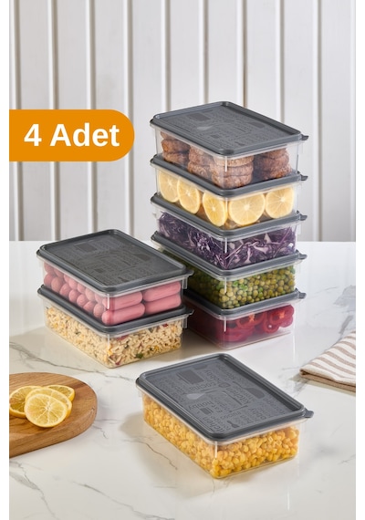 Esti 4 Adet - 1,3 Lt Küçük Buzdolabı Saklama Kabı Şeffaf Sızdırmaz Gıda Saklama Ve Düzenleme Kutusu