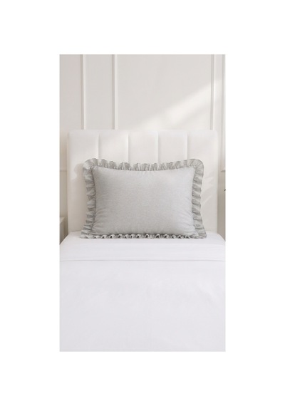 Fırfırlı Pamuklu Kumaş Yastık Kılıfı 50 X 70 Gri - 719396431 Gri