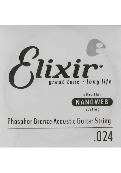 Elixir 14124 Nanoweb Phosphor Bronze Tek Akustik Gitar Teli 24