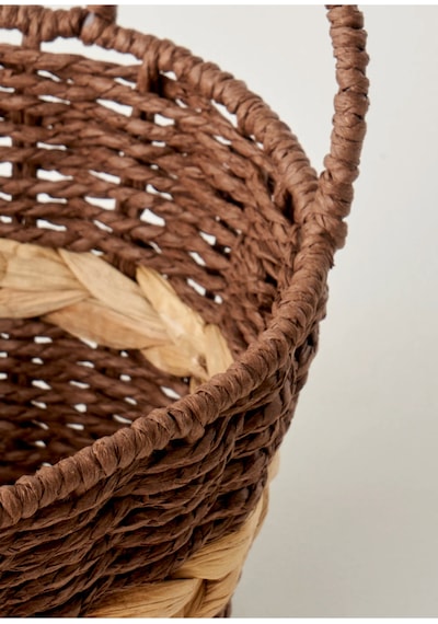 Bella Maison Neroa Kulplu Sepet Naturel 29x24x20 Cm Naturel
