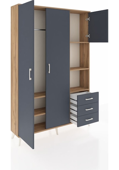 Arges Dolap 5 Raflı 3 Çekmeceli Tek Askılı 132x30x195 Çam-antrasit/antrasit Antrasıt/antrasıt Arges Dolap 5 Raflı 3 Çekmeceli Tek Askılı 132x30x195 Çam-antrasit/antrasit Antrasıt/antrasıt