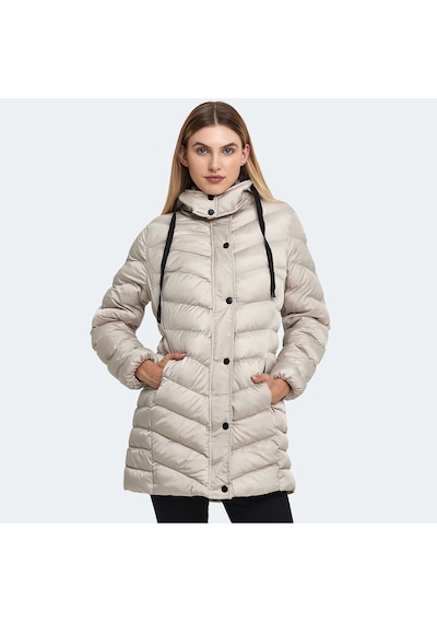 Slazenger GWEN Kadın Kapüşonlu Şişme Beyaz Mont & Kaban