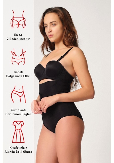 Siyah Mı Emay 2932 Double Karın Agraf Destekli Slip Lazer Korse Siyah
