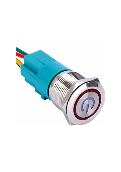 16mm Ledli Kablolu Push Tip Metal Button 12V 16mm 1NO 1NC SPDT On Off Su Geçirmez Paslanmaz Çelik