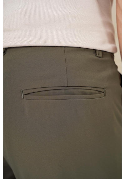 Efor Slim Fit Yan Cepli Düz Esnek Casual Haki Pantolon P 1144 Haki