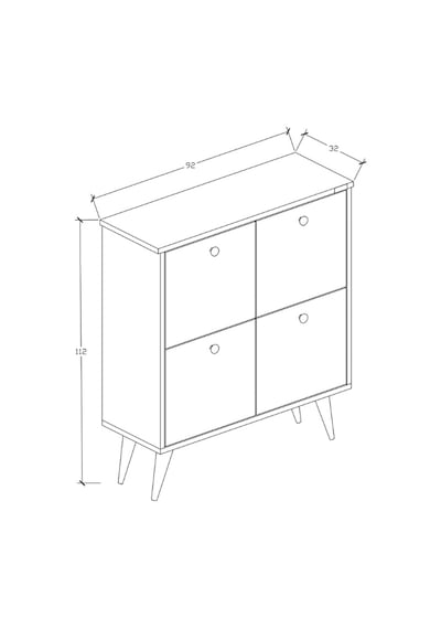 %100 Mdf Akus 4 Kapaklı Ayaklı Ayakkabılık Üstü Falez Beyaz