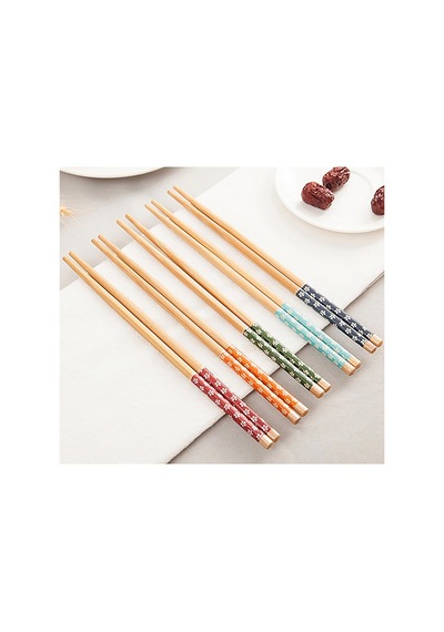 10 Parça Bambu Chopstick, 5 Çift Japon Çin Kore Tipi Asya Yemek Çubuğu Seti, Çin Çubuğu Çok Renkli
