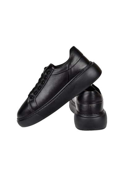 Pullman Hakiki Deri Kadın Spor Ayakkabı Sneaker Ahu-3090 Siyah