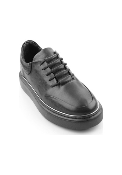 Siyah Hakiki Deri Erkek Sneaker E01585127543 Siyah