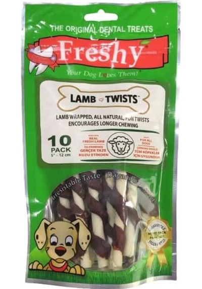 Freshy Lamb Twists Kuzu Etli Burgu Çubuk Köpek Ödülü 10'lu