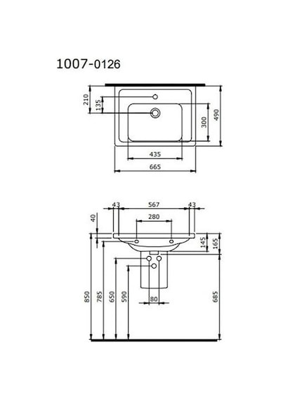 Bocchi 1007-001-0126 Taormina Pro Etajerli Lavabo 66 Cm Parlak Beyaz