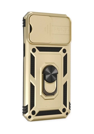 Newface Apple İphone 14 Pro Max Kılıf Pars Lens Yüzüklü Silikon - Gold