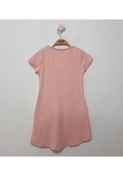 Toontoy Kız Çocuk Çiçek Baskılı Elbise Pembe Melanj