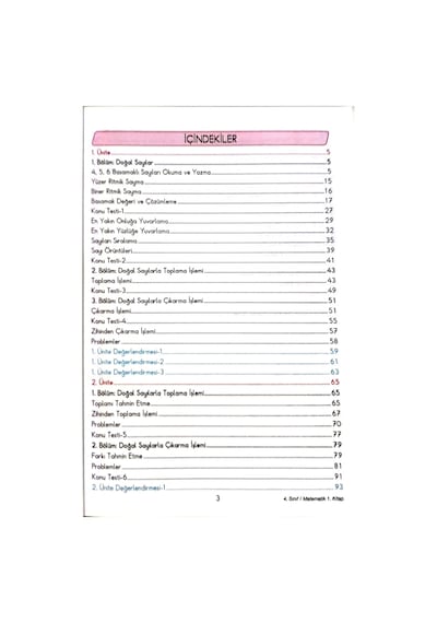 4.sınıf Matematik 1.dönem - Etkinlikli Çalışma Ve Soru Bankası Kitabı