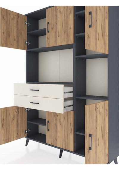 Arges Dolap 9 Raflı 2 Çekmeceli 6 Kapaklı 132x30x195 Antrasit... Antrasit Arges Dolap 9 Raflı 2 Çekmeceli 6 Kapaklı 132x30x195 Antrasit... Antrasit