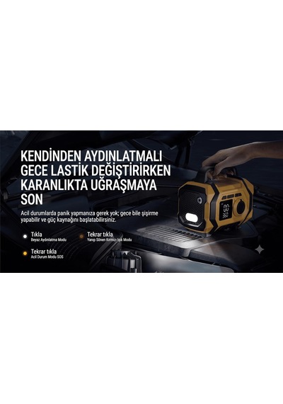 4000a 35000mah Araç Akü Takviye Cihazı İle Lastik Şişirme Pompası