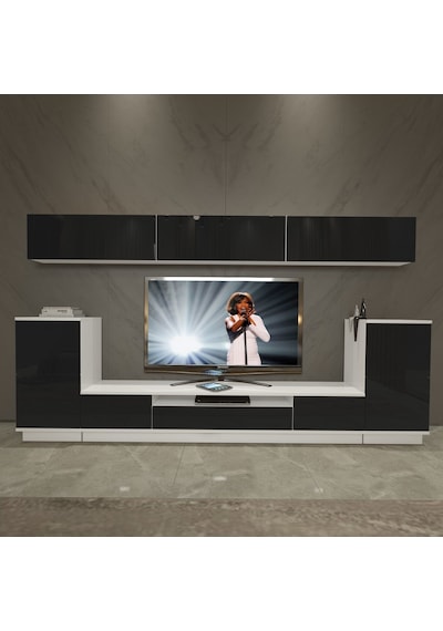 Decoraktiv Trendstyle 9s Slm Tv Ünitesi Tv Sehpası Beyaz - Siyah