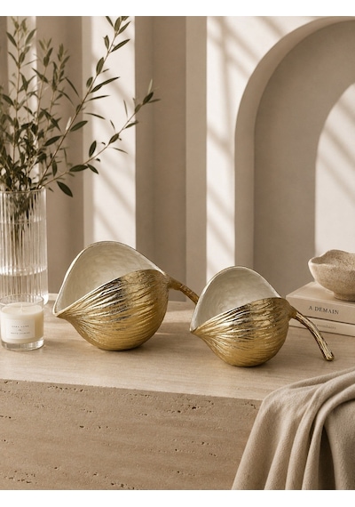 Krem Gold Chestnut Dekoratif Obje - Küçük Boy-7168