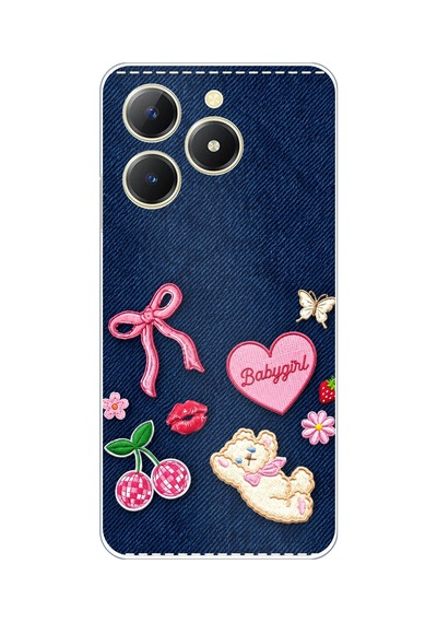 Realme C61 Uyumlu Bebek Kız Jean Kot Baskılı Silikon Kılıf