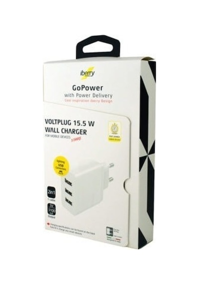 İberry Voltplug 15.5W 3 USB Hızlı Şarj Cihazı + Type-C Kablo 1.2 M