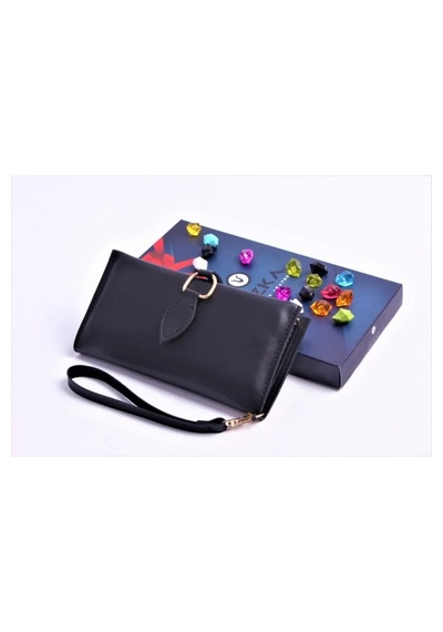 Ozka Leather Collection Kadın Siyah Damla Klipsli Cüzdan Sıyah