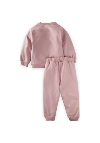 Cigit Basic Karyoka Detaylı Sweatshirt Takım 3-8 Yaş Pudra Pembe Pudra Pembe