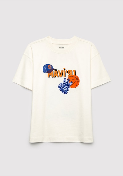 Mavi - Mavi 91 Baskılı Ekru Tişört 6610462-70057