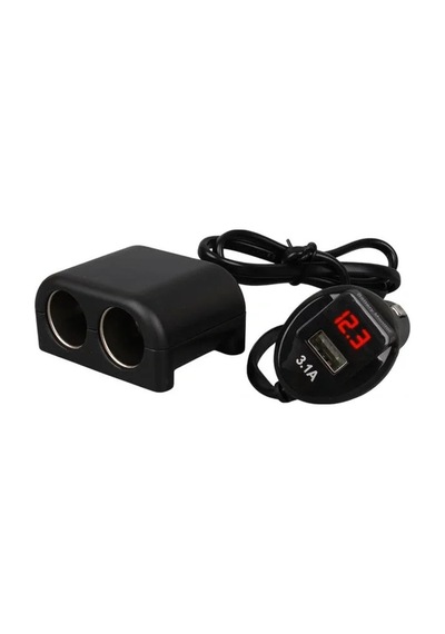 Olesson 1641 12-24v Tek Usb Girişli 120w 80cm Kablolu Dijital Voltaj Ekranlı 2'li Araç Çakmak Çoklay