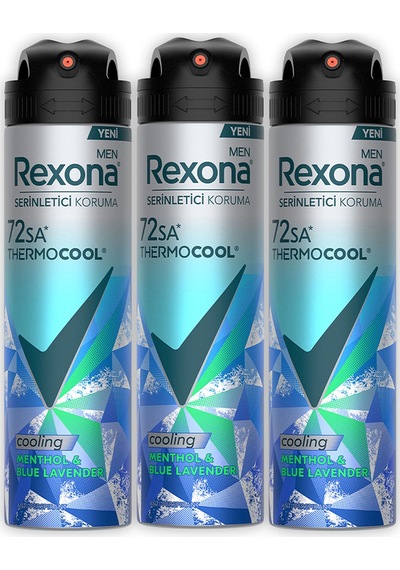 Rexona Men Thermocool Erkek Sprey Deodorant Menthol & Blue Lavender 150 Ml X3