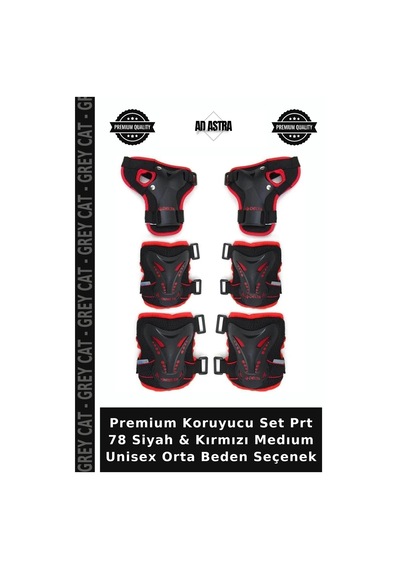 Premium Koruyucu Set Prt 78 Siyah & Kırmızı Medıum Unisex Orta Beden Seçenek Siyah - Kırmızı