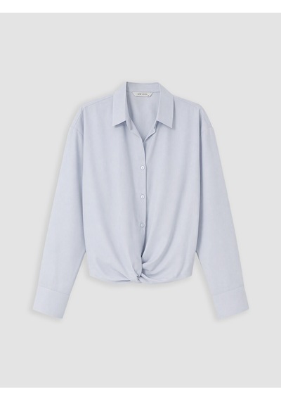Lcw Vision Mavi Bağlamalı Poplin Oversize Kadın Gömlek