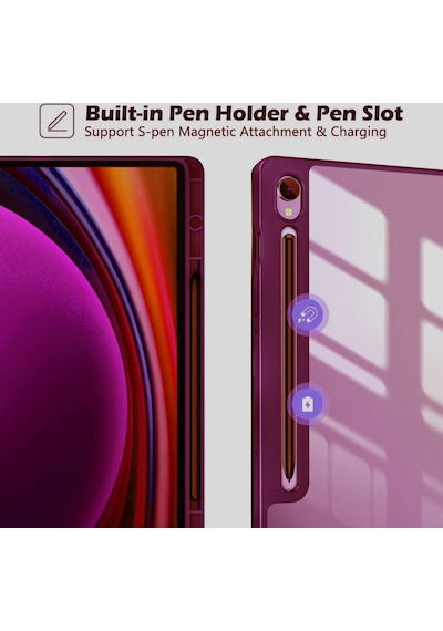 Samsung Galaxy Uyumlu Tab S10 Fe+ Plus 13.1inç Kılıf Grafiti Şeffaf Kalem Bölmeli X620 X626 Kapaklı Kılıf