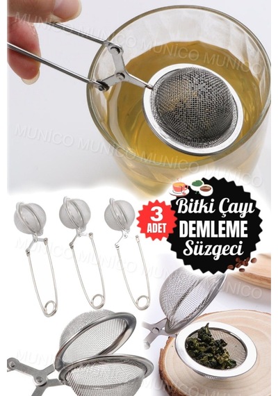 3 Adet Bitki Çayı Demleme Süzgeci Çay İçin Çay Süzgeci Kakao Pudra Ve Şeker Eleği İle Çok Amaçlı P Diğer