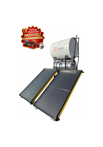 Solar 2 Kollektörlü Tonluk Depolu Güneş Enerjisi Açık Devre Doğal Akışlı Antifrizsiz Yazlık