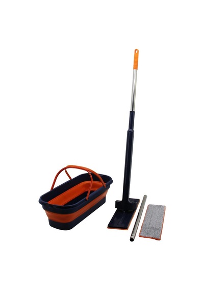 Kendinden Sıkmalı Katlanır - Tekerli Kovalı Mop Seti Yedek Bezli360 Başlık 11.5x41cm- Sap:130cm Bx40