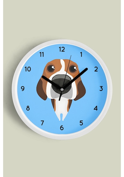 Köpek Tasarım Modern Duvar Saati - Çocuk Odası Duvar Saati - 35cm - Önü Camlı Beyaz Kasa-jh1094 Beyaz