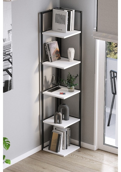 Bofigo 5 Raflı Metal Köşe Kitaplık Rafı Dekoratif Aksesuar Rafı Selanik 180 Cm Beyaz Bofigo 5 Raflı Metal Köşe Kitaplık Rafı Dekoratif Aksesuar Rafı Selanik 180 Cm Beyaz