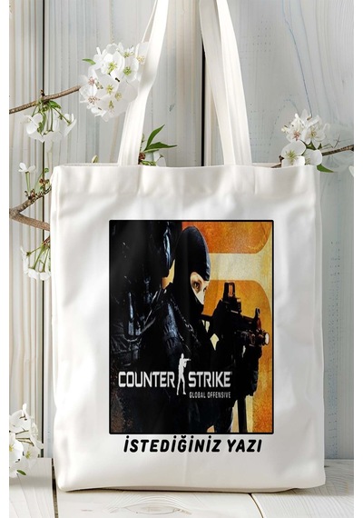 Art Hediye Counter Strike Cs 2 Csgo Oyun Baskılı Omuz Çanta Kişiye Özel Model 12 Çok Renkli