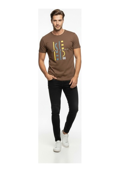 Keep Going Urban Baskılı Erkek Tişört Sportif Günlük Stil Çok renkli