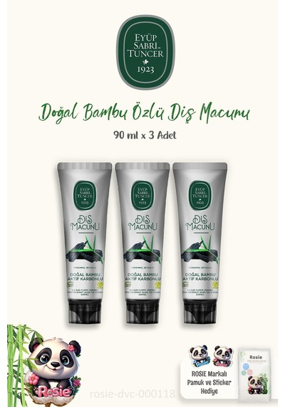 Eyüp Sabri Tuncer Bambu Karbonlu Diş Macunu 3 x 90 ML + Rosie Pamuk 60'lı