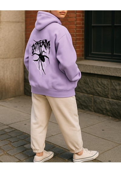 Uyguntarz Scream Baskılı Oversize Sweatshirt Lila