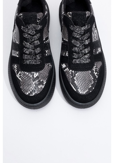 Luvishoes Luvi Shoes Rexie Siyah Desenli Simli Kadın Spor Ayakkabı Siyah