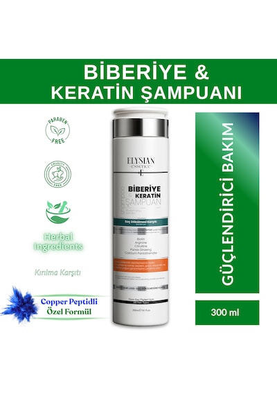 Elysian Essence Biberiye & Keratin Şampuanı Copper Peptidli Saç Bakımı Saç Dökülmesi Karşıtı 300 Ml Tüm Saç Tipleri